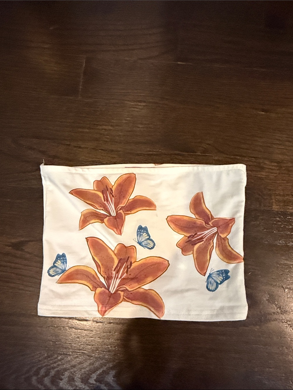 Edikted White Floral Lily Accent tube top with Blue Butterflies